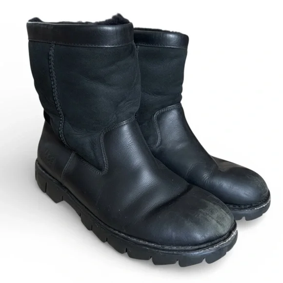 UGG Australia Vintage Beacon Shearling Leather Winter Boots Warm Black 12